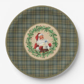 MacKellar Clan Tartan en Santa Wreath Papieren Bordje (Voorkant)