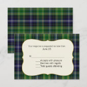 MacKellar Tartan Pset Wedding RSVP Kaart (Voorkant / Achterkant)