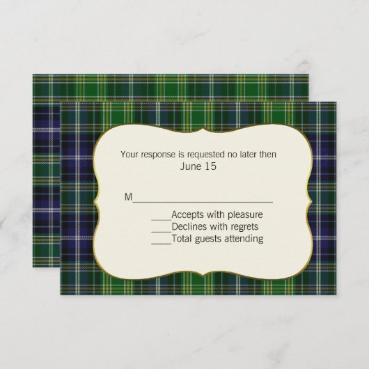 MacKellar Tartan Pset Wedding RSVP Kaart (Voorkant / Achterkant)