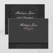 Mackenzie #1 Black Damask Chic Bowcard Briefkaart (Voorkant / Achterkant)