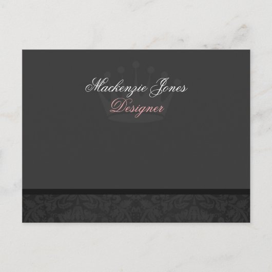 Mackenzie #1 Black Damask Chic Bowcard Briefkaart (Voorkant)
