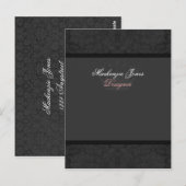 Mackenzie #2 Black Damask Chic Bow Card Briefkaart (Voorkant / Achterkant)