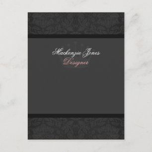 Mackenzie #2 Black Damask Chic Bow Card Briefkaart