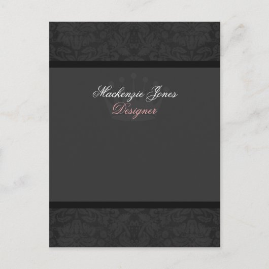 Mackenzie #2 Black Damask Chic Bow Card Briefkaart (Voorkant)