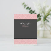 Mackenzie #2 Roze & Zwarte Damask Chic Bow Card Briefkaart (Staand voorkant)