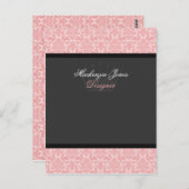 Mackenzie #2 Roze & Zwarte Damask Chic Bow Card Briefkaart (Voorkant / Achterkant)