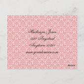 Mackenzie #2 Roze & Zwarte Damask Chic Bow Card Briefkaart (Achterkant)