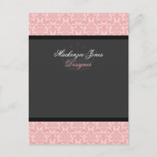 Mackenzie #2 Roze & Zwarte Damask Chic Bow Card Briefkaart