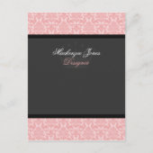 Mackenzie #2 Roze & Zwarte Damask Chic Bow Card Briefkaart (Voorkant)
