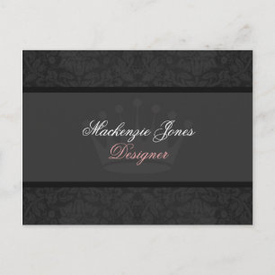 Mackenzie Black Damask Chic Briefkaart