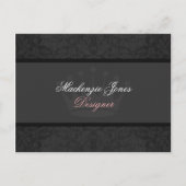 Mackenzie Black Damask Chic Briefkaart (Voorkant)