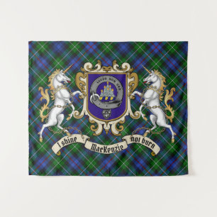 MacKenzie Clan Badge & Unicorns w/Tartan Wandkleed