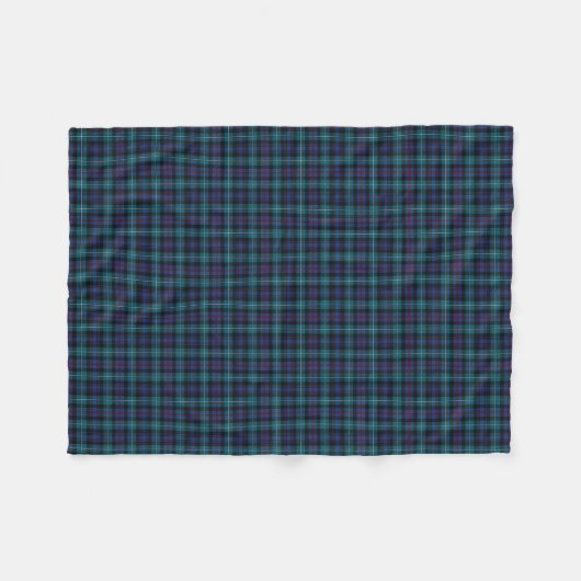 Mackenzie Clan Blue en Turquoise Modern Tartan Fleece Deken (Voorkant (Horizontaal))