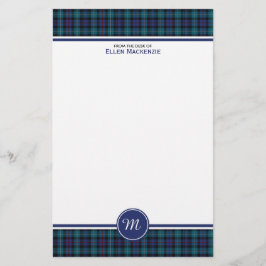 Mackenzie Clan Modern Tartan Monogram Stationery Briefpapier