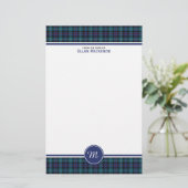 Mackenzie Clan Modern Tartan Monogram Stationery Briefpapier (Staand voorkant)