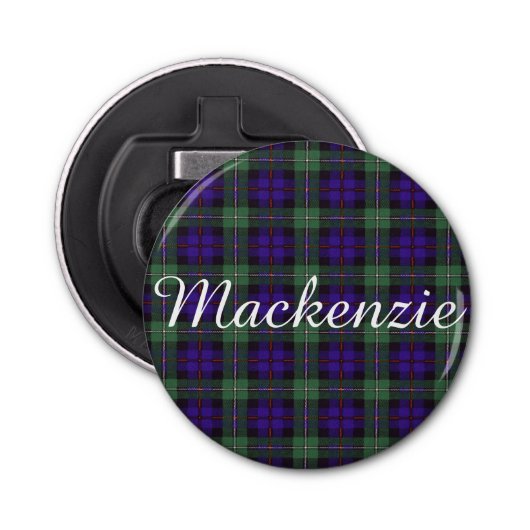 Mackenzie clan Pset Scottish tartan Button Flesopener (Voorkant)