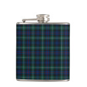 Mackenzie Clan Tartan Navy Blauw en Groen Plaid Heupfles (Voorkant)