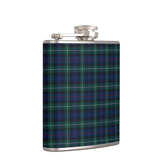 Mackenzie Clan Tartan Navy Blauw en Groen Plaid Heupfles (Rechts)
