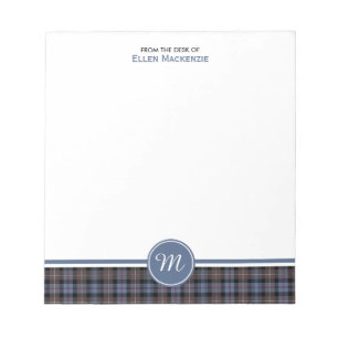 Mackenzie Clan Weathered Tartan Monogram Notiepad Notitieblok