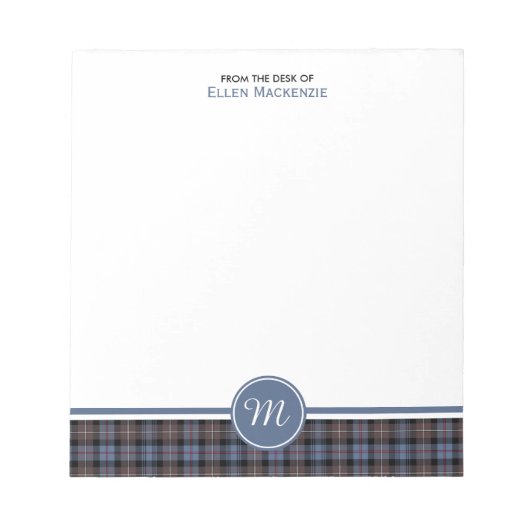 Mackenzie Clan Weathered Tartan Monogram Notiepad Notitieblok (Voorkant)
