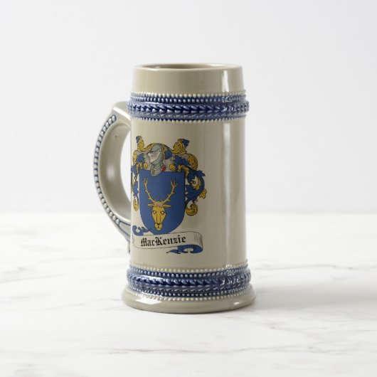 MacKenzie Coat of Arms Stein - Family Crest Bierpul (Voorkant links)