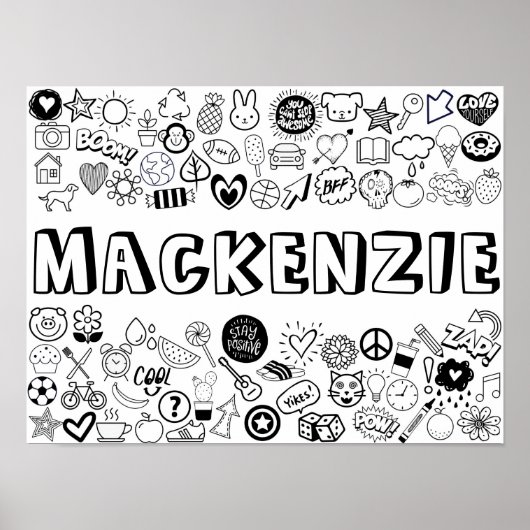 'MACKENZIE' Color-it-Yourself-contourontwerp Poster (Voorkant)