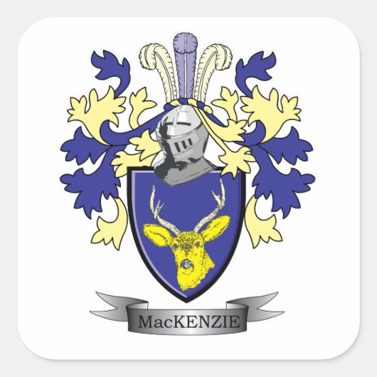 MacKenzie Family Crest Coat of Arms Vierkante Sticker (Voorkant)