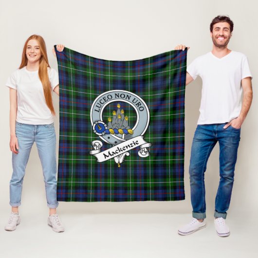 MacKenzie Modern Clan Badge Tartan Pset Fleece Deken (In situ)