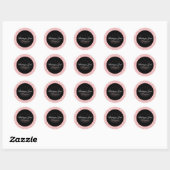 Mackenzie Roze & Zwart Damast Chique Ronde Sticker (Vel)