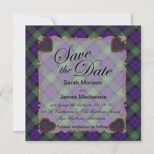Mackenzie Scottish clan tartan - Pset Save The Date (Voorkant)