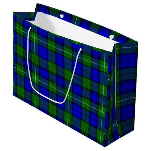 MacKenzie tartan blauwe groene vleid Groot Cadeauzakje (Voorkant Gekanteld)