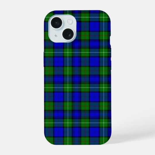 MacKenzie tartan blauwe groene vleid iPhone 15 Case (Achterkant)