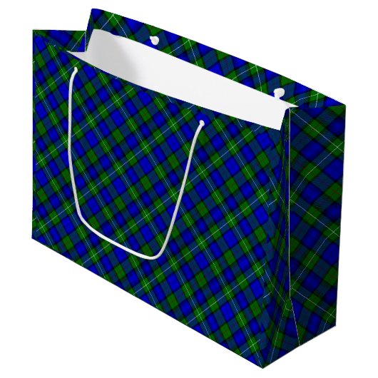 MacKenzie tartan blauwe groene vleid Large Cadeautasje (Voorkant Gekanteld)