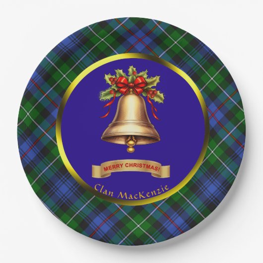 MacKenzie Tartan Gepersonaliseerde Kerstmis Papieren Bordje (Voorkant)