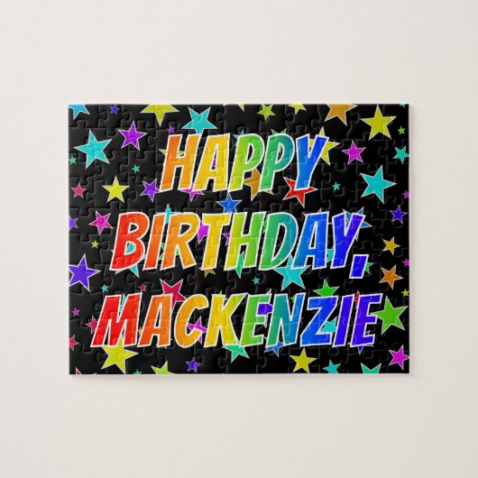 "MACKENZIE" Voornaam, geun "HAPPY BIRTHDAY" Legpuzzel (Horizontaal)