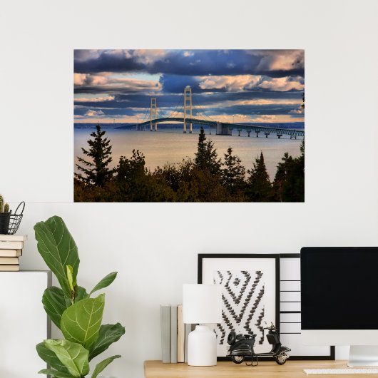 Mackinac Bridge #1060 Poster (Thuiskantoor)