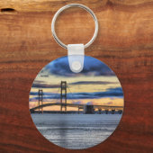 Mackinac Bridge 1155 Blue Sleutelhanger (Voorkant)
