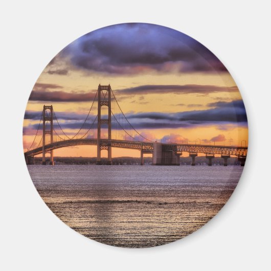 Mackinac Bridge 1155 Goud Magneet (Voorkant)