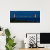 Mackinac Bridge at Night, Michigan Poster (Thuiskantoor)