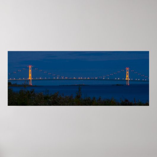 Mackinac Bridge at Night, Michigan Poster (Voorkant)