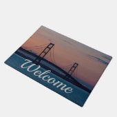 Mackinac Bridge bij de schemering Welkom Deurmat (Schuin)