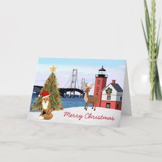 Mackinac Bridge Christmas Kaart (Voorkant)