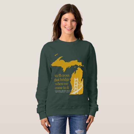 Mackinac Bridge donker sweatshirt - geel (Voorkant volledig)