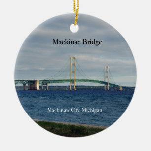 Mackinac Bridge dubbelzijdig versierd Keramisch Ornament