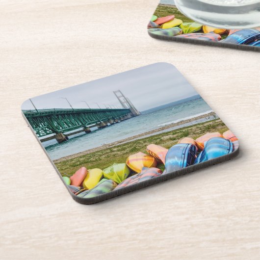 Mackinac Bridge en Canoes Bier Onderzetter (Linkerzijde)
