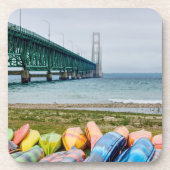 Mackinac Bridge en Canoes Bier Onderzetter (Voorkant)