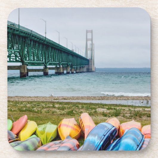 Mackinac Bridge en Canoes Bier Onderzetter (Voorkant)