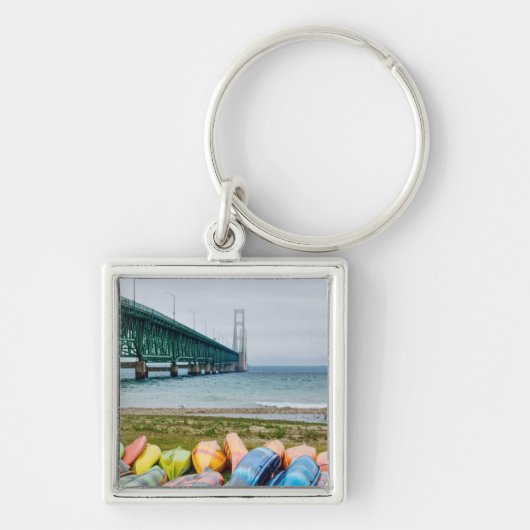 Mackinac Bridge en Canoes Sleutelhanger (Voorkant)