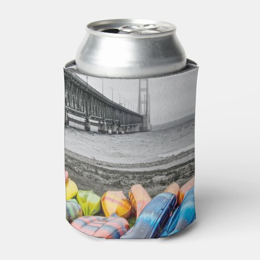 Mackinac Bridge en Canoo's Select Color Blikjeskoeler (Blikje Voorkant)
