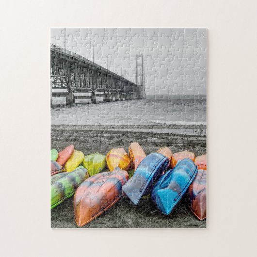 Mackinac Bridge en Canoo's Select Color Legpuzzel (Verticaal)